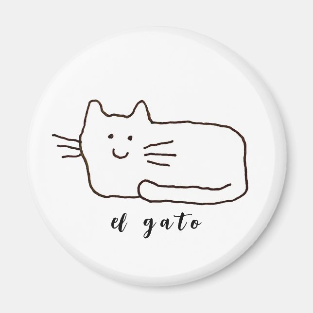 Tecknad El Gato Katt Klotter Linje  Magnet (Framsidan)