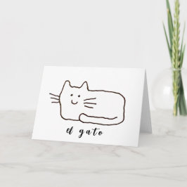 Tecknad El Gato Katt Klotter Linjeteckning Kort