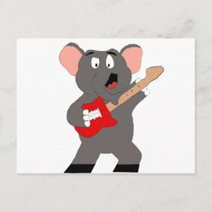 Tecknad elefant med gitar vykort