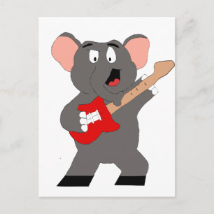 Tecknad elefant med gitar vykort