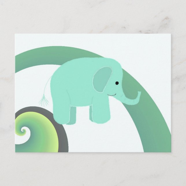 Tecknad elefant med regnbåge vykort (Framsida)