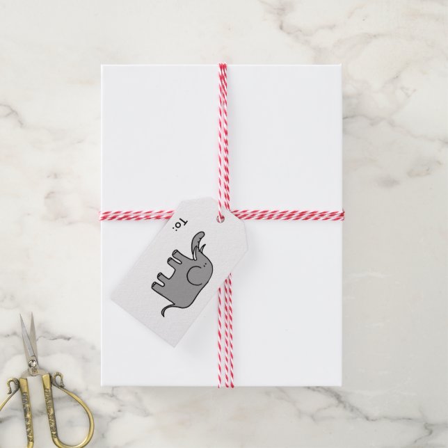 tecknad elefant presentetikett (Med Snöre)