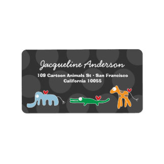 Tecknad Elephant Alligator Giraffe Adressetiketter