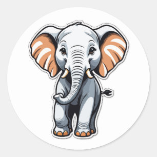 Tecknad Elephant Illustration - Perfekt för barn Runt Klistermärke