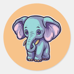 TECKNAD ELEPHANT RUNT KLISTERMÄRKE
