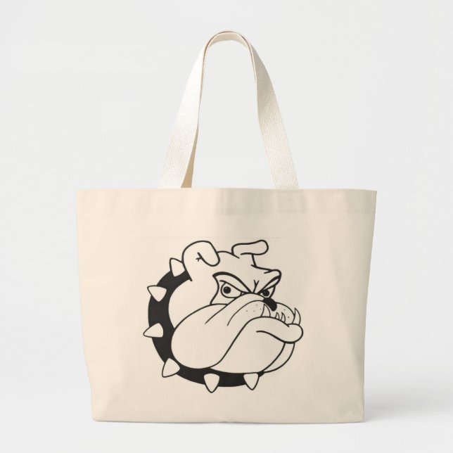 Tecknad English Bulldog Porträtt Canvas Totebag Jumbo Tygkasse (Framsidan)