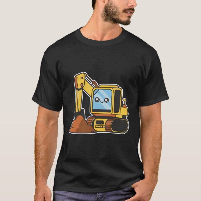 Tecknad Excavator for Children T Shirt (Framsida)