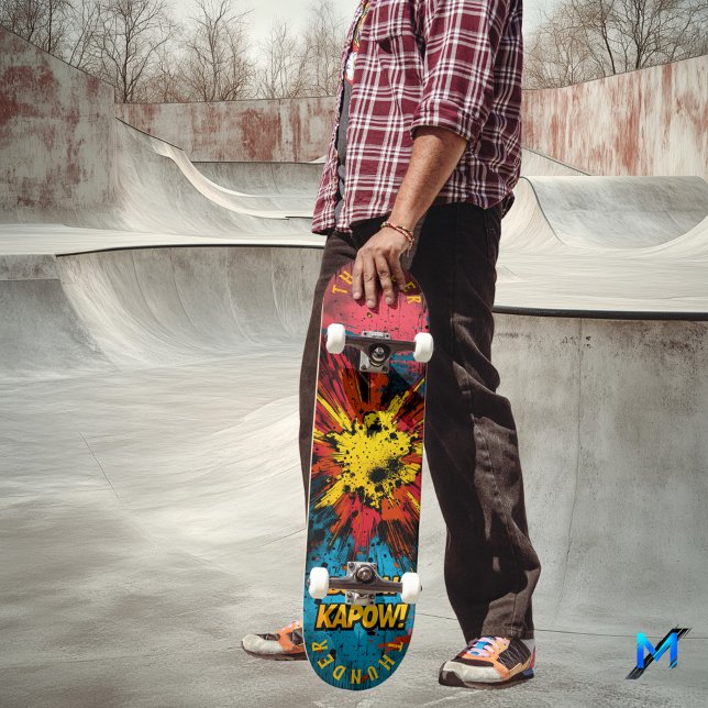 Tecknad Explosion Pop Art - "Boom!" och "Kapow!" Mini Skateboard Bräda 18,5 Cm (Skapare uppladdad)