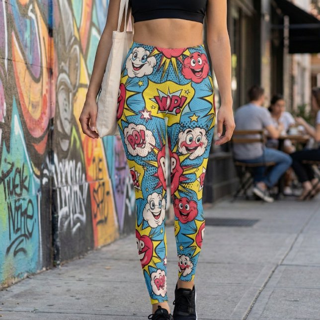 Tecknad explosion - rolig design - seriefigur popk leggings (Skapare uppladdad)