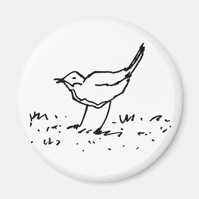 Tecknad Fågel Penna Konst Ritning Magnet (Framsidan)