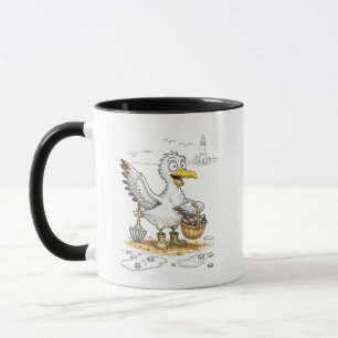 Tecknad Fågel Samlar Skal Mugg