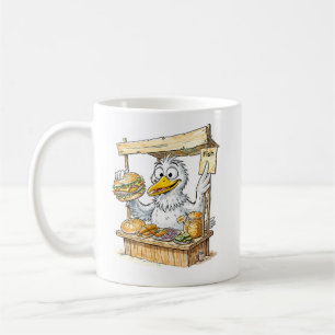 Tecknad Fågel vid Fiskståndet Kaffemugg