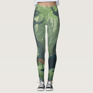 Tecknad Fairytale Forest Scenery Vintage. Leggings