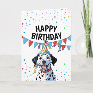 Tecknad Färgfull konfetti Dalmatien Birthday Kort