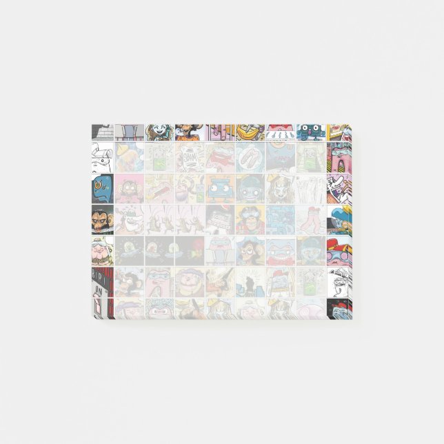 Tecknad färgrik figur barnmönster post-it block (Framsida)