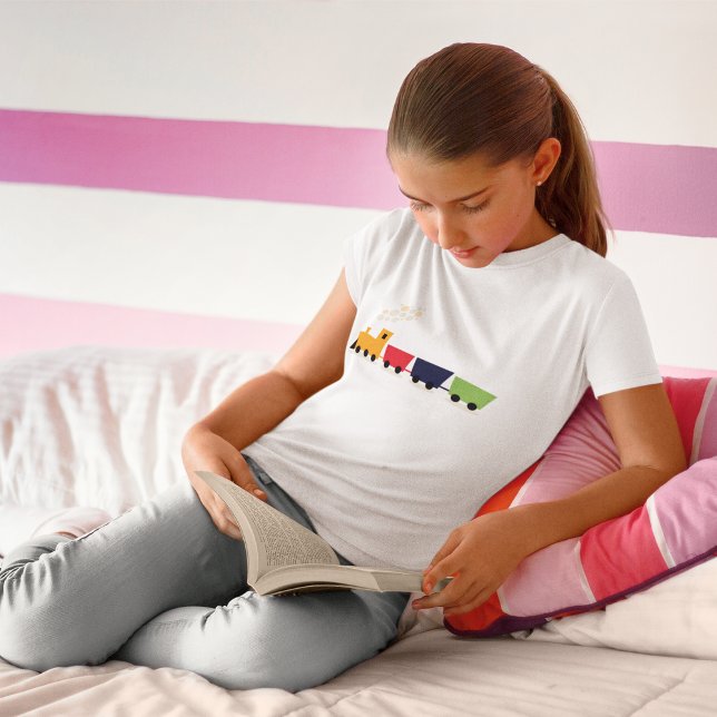 Tecknad Färgrik Tågt-Shirt T Shirt (Skapare uppladdad)