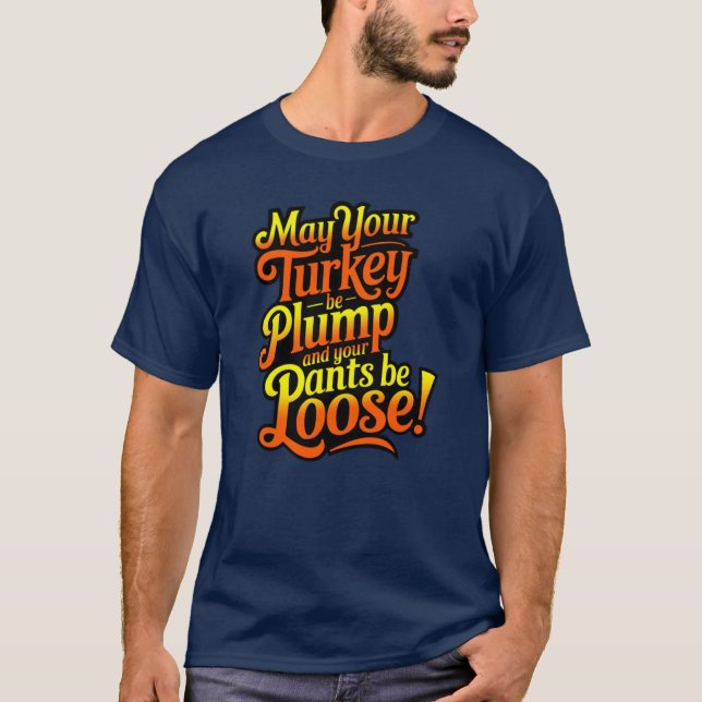 Tecknad Farmer Turkey, Thanksgiving, T-Shirt (Framsida)