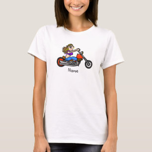 Tecknad Female motorcyklar Chick T-Shirt