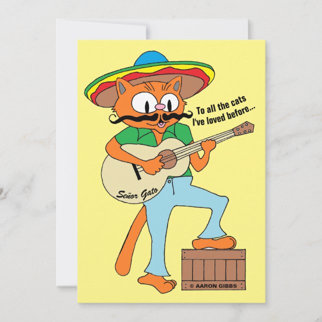 Tecknad Fiesta Cat Funny Cinco De Mayo Flat Card (Framsida)