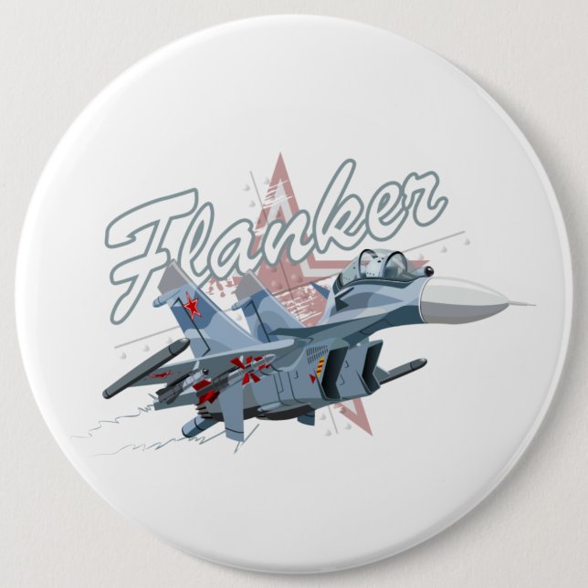 Tecknad fighter flygplan knapp (Framsida)