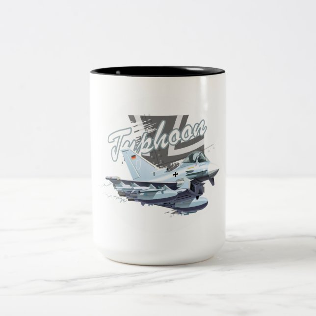 Tecknad fighter flygplan Två-Tonad mugg (Center)