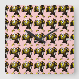 Tecknad Fighting Eagle Fyrkantig Klocka