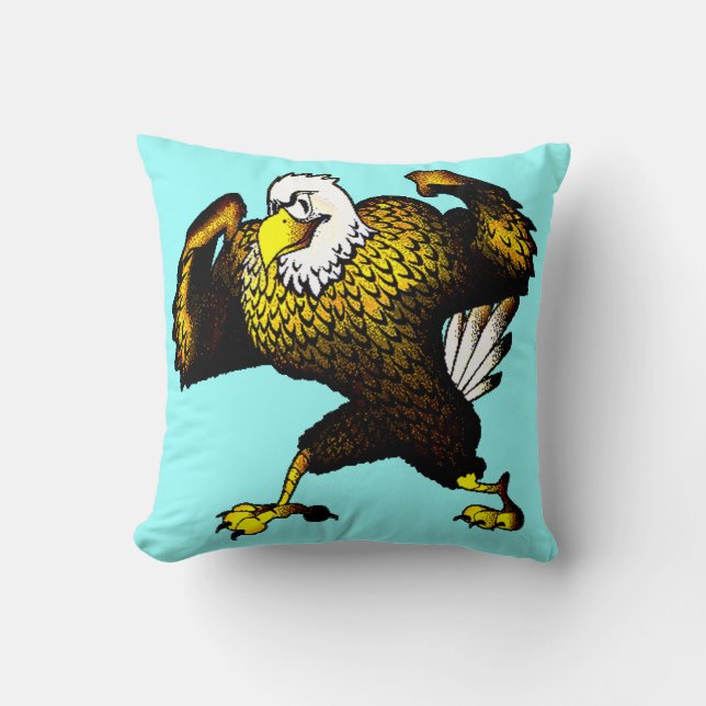 Tecknad Fighting Eagle Kudde (Framsida)