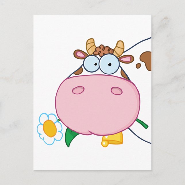 Tecknad figur ko huvud vykort (Framsida)