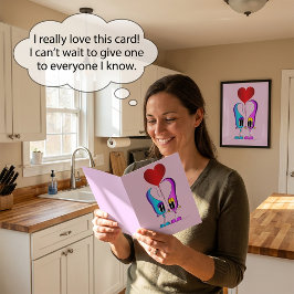 Tecknad figur på Alla hjärtans dag Helgkort