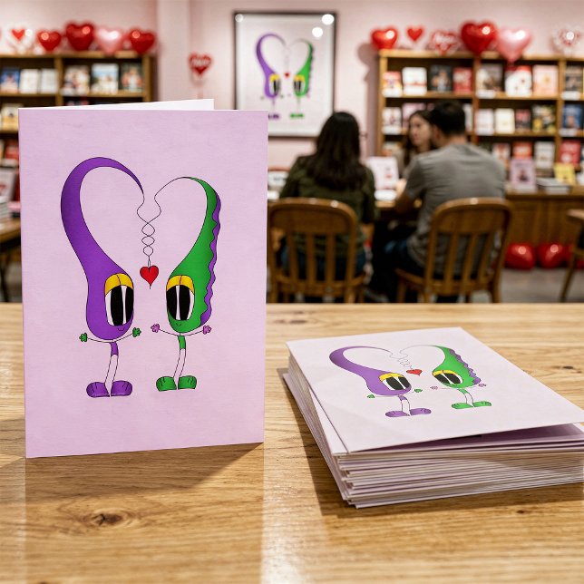 Tecknad figur på Alla hjärtans dag Helgkort (Here's a great card for Valentine's Day or any time of the year!)