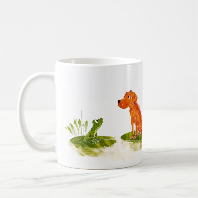 Tecknad film med hund och groda kaffemugg (Vänster)