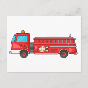 Tecknad Fire Lastbil/Engine Vykort