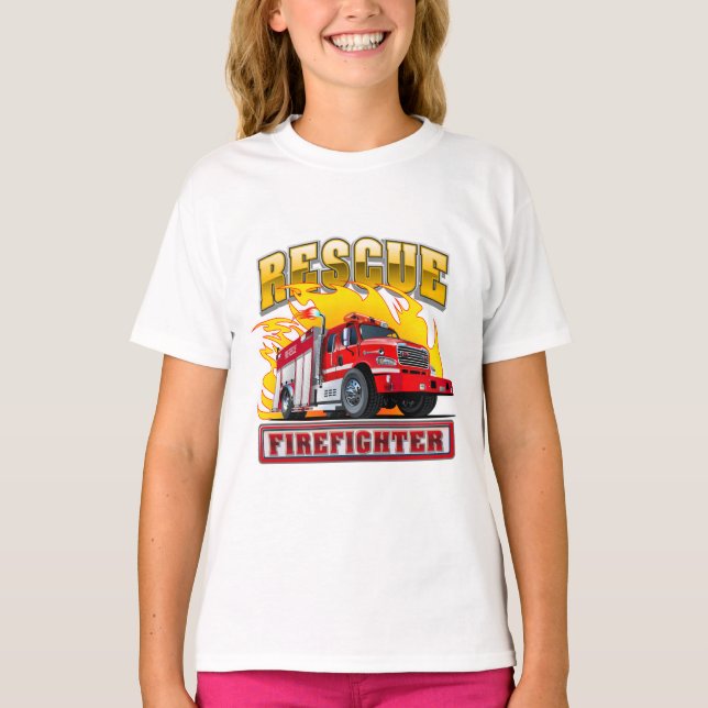 Tecknad Fire Lastbil T-Shirt (Framsida)