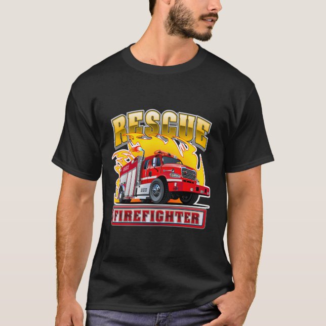 Tecknad Fire Lastbil T Shirt (Framsida)