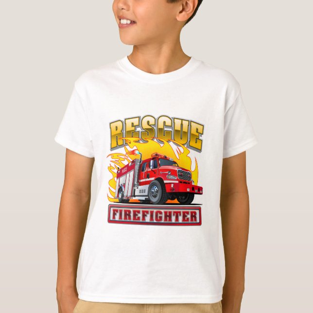 Tecknad Fire Lastbil T-Shirt (Framsida)