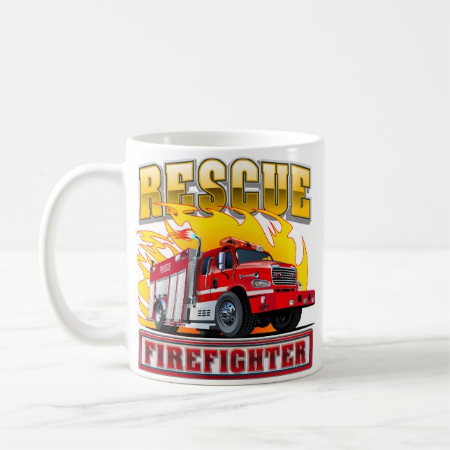 Tecknad Fire Lastbil T-Shirt Kaffemugg (Vänster)