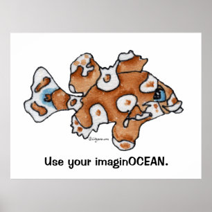 Tecknad Fish Sweetlips 005 ImaginOCEAN Poster Lrg