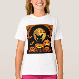 Tecknad fladdermus och pumpor under fullmåne t shirt