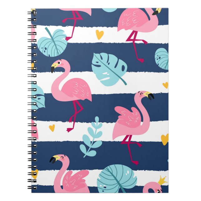 Tecknad Flamingos: Sommartropisk Vintage. Anteckningsbok (Framsidan)