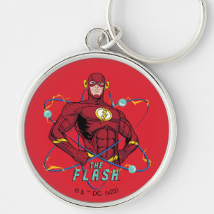 Tecknad Flash Atomic Graphic Rund Silverfärgad Nyckelring