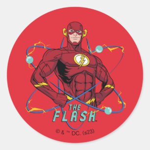 Tecknad Flash Atomic Graphic Runt Klistermärke