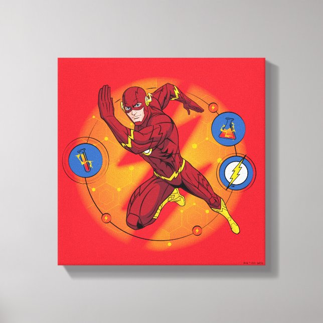 Tecknad Flash Laboratory Running Graphic Canvastryck (Framsida)