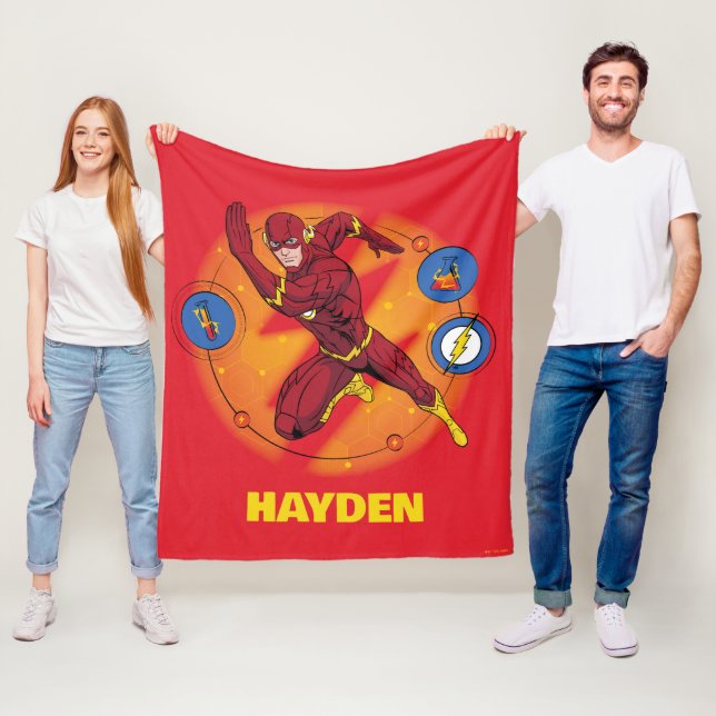 Tecknad Flash Laboratory Running Graphic Fleecefilt (På plats)