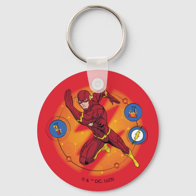 Tecknad Flash Laboratory Running Graphic Nyckelring (Framsida)