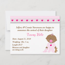Tecknad Flicka Birth Notice Meddelande
