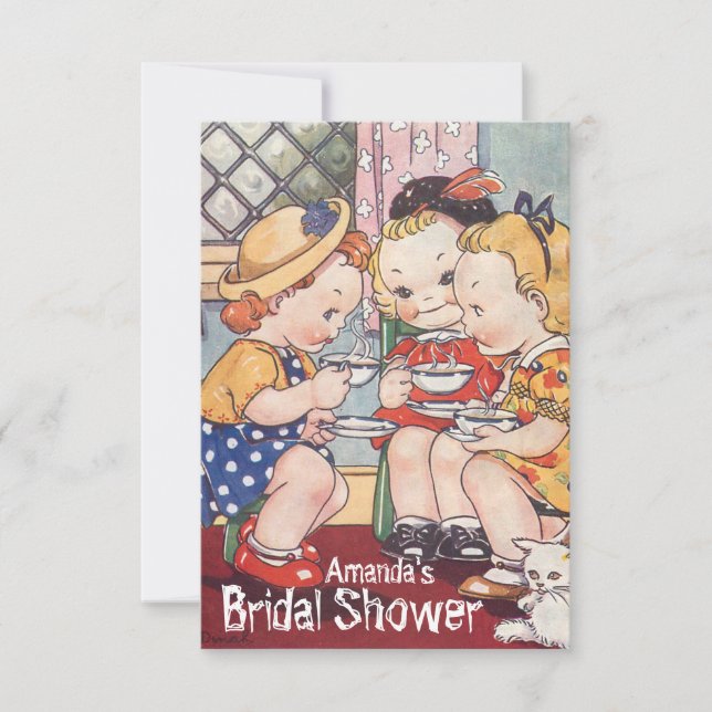 Tecknad-flickors Möhippa, bachelorette-fest Inbjudningar (Framsida)