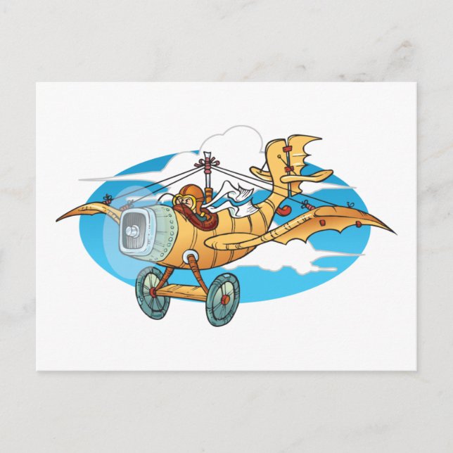 Tecknad flivver vykort (Framsida)