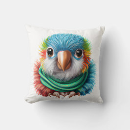 Tecknad Fluffy Lycklig Baby Parrot Photo P Kudde