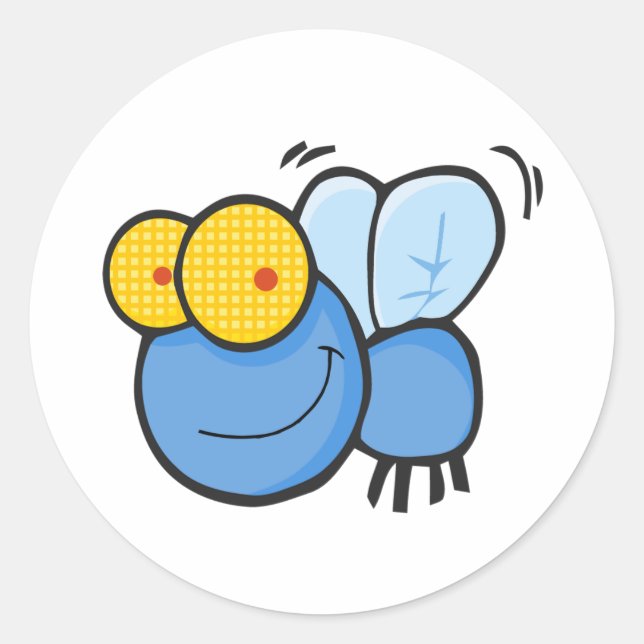 Tecknad Fly Runt Klistermärke (Framsida)