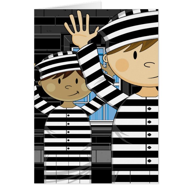 Tecknad flydda fång i strålkastare hälsningskort (Framsidan)